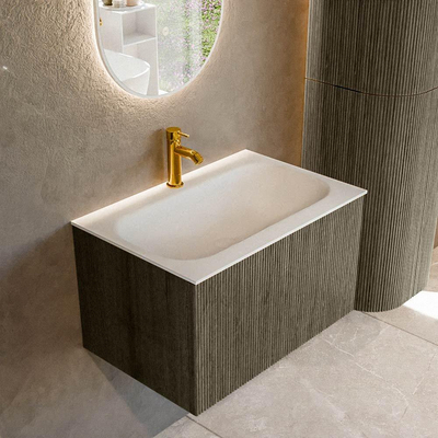 Mondiaz KURVE Badkamermeubelset - 70x46x40cm - 1 lade - wastafel solid surface - midden - 1 kraangat - Shadow