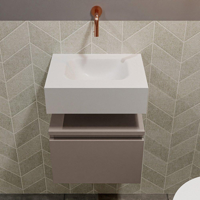 Mondiaz ANDOR Meuble lave-mains 40x30x30cm sans trous pour robinet 1 tiroir Smoke mat Lavabo Lex Centre Solid Surface Blanc