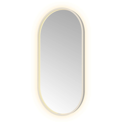Hotbath &MORE Spiegel Oval - 50x100cm - direct en indirect LED - spiegelverwarming - dimbaar - met afstandsbediening - geborsteld RVS 316