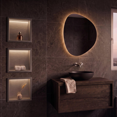 Fortifura Galeria Niche encastrée - 30x30x7cm - éclairage LED - acier inox brossé