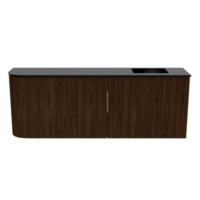Mondiaz JOYA 111.6cm toiletmeubel - ronding links kleur Walnut - Wastafel FAYE positie Rechts Zonder kraangat kleur Urban.
