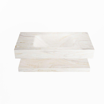 MONDIAZ ALAN - DLUX Badkamermeubelset - 90cm - planchet - Ostra - vrijhangende wastafel - wasbak midden - 1 kraangat - Ostra