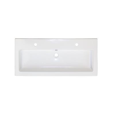 HR badmeubelen Djazz Lavabo - 101x45.5x4cm - 2 trous de robinet - céramique blanche