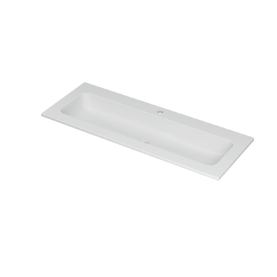 INK Aspekt wastafel - 120x45x1.5cm - 1 wasbak - 1 kraangat - porselein wit mat
