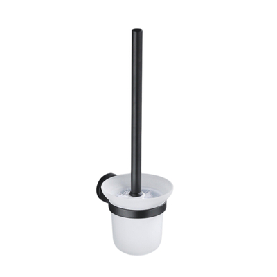 Fortifura Calvi Ensemble WC 3 pièces - porte-rouleau sans couvercle - brosse WC - patère double ronde - noir mat