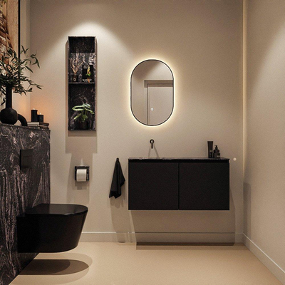 MONDIAZ TURE-DLUX Meuble toilette - 100cm - Urban - EDEN - vasque Lava - position gauche - sans trou de robinet