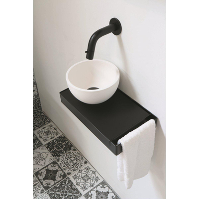 Ink Jazz XS toiletmeubel frame mat zwart plateau mat zwart waskom links polystone 20cm mat wit