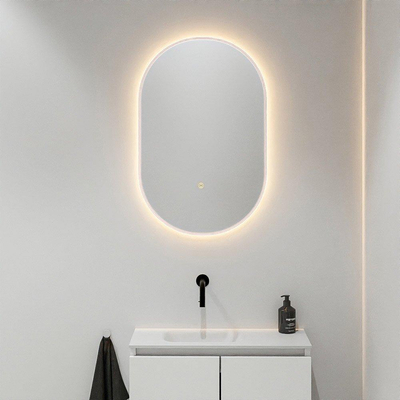 Mondiaz GLOW spiegel – ovaal – 45x90 cm – indirecte LED rondom – bewegingssensor – Rosee (roze)