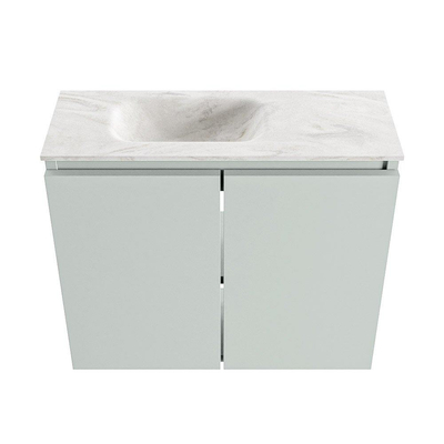 MONDIAZ TURE-DLUX Meuble de toilettes 60 cm Greey. Lavabo EDEN Ostra position gauche. Sans trou de robinet.