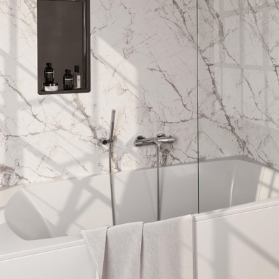 Robinet de baignoire Brauer Chrome - ensemble de douche - douchette à main 1 fonction - bouton carving - chrome