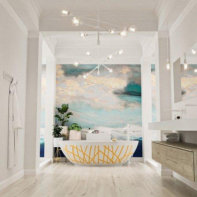 MONDIAZ HOLM DESIGN Baignoire autoportante - 180x85cm - Ocher / Talc