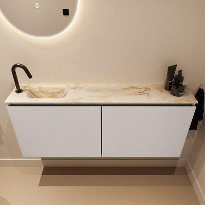 MONDIAZ TURE-DLUX 120cm toiletmeubel Linen. EDEN wastafel Frappe positie links. Met 1 kraangat.