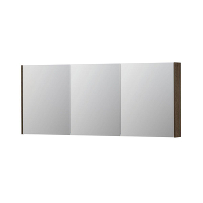 INK SPK2 spiegelkast – 180x74x14 cm – 3 deuren, dubbelzijdige spiegeldeuren – Massief eiken Charcoal
