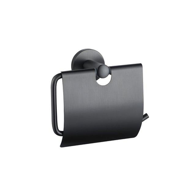 Fortifura Calvi Toiletset - toiletborstelhouder - gesloten - handdoekhaak - toiletrolhouder - met klep - geborsteld gunmetal (antraciet)