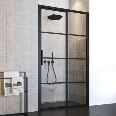 Sealskin Soho Porte de douche coulissante 120x210cm pour niche profilé noir mat et verre clair