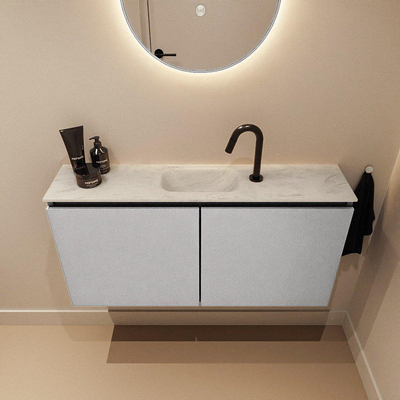 MONDIAZ TURE-DLUX meuble WC 100cm Plata. EDEN vasque Opalo position milieu. Avec 1 trou de robinet.