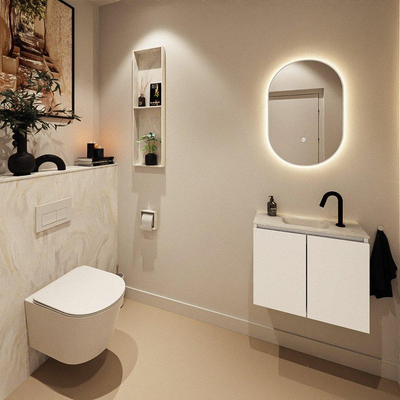 MONDIAZ TURE-DLUX 60cm toiletmeubel Talc. EDEN wastafel Ostra positie midden. Met 1 kraangat.