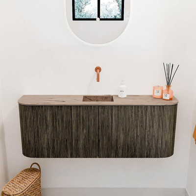 Mondiaz JOYA-DLUX 113.2cm toiletmeubel - ronding links en rechts kleur Shadow - Wastafel FAYE positie Midden Zonder kraangat kleur Arena.