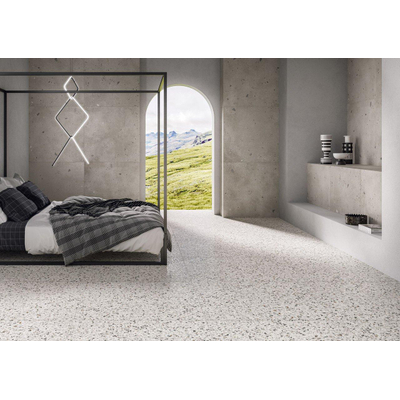 Vtwonen Terrazzo vloer- en wandtegel - 60x60cm - 10mm - gerectificeerd - R10 - terrazzo - mat ice flakes (wit)