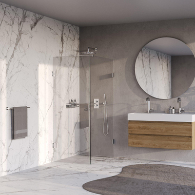 BRAUER Void Carving Cabine de douche - 80x120x200cm - porte battante - revêtement de verre - réversible - verre clair - Chrome