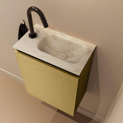 MONDIAZ TURE-DLUX Meuble de toilettes 40 cm Oro. EDEN lavabo Ostra position à droite. Avec 1 trou de robinet.