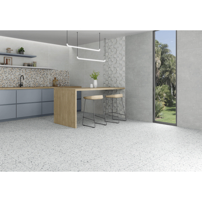 Terravito Belmiro wand- en vloertegel - 59.5x59.5cm - 9.5mm - Vierkant - gerectificeerd - Terrazzo - mat wit - Confetti cold