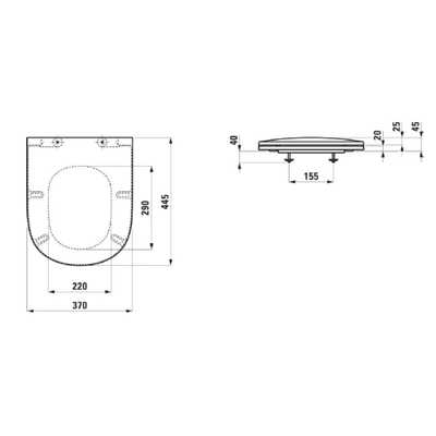 Laufen lua abattant de wc 36.7x44.6x4.6cm avec siège et couvercle à fermeture rapide et souple fixation en acier inoxydable duroplast pergamon