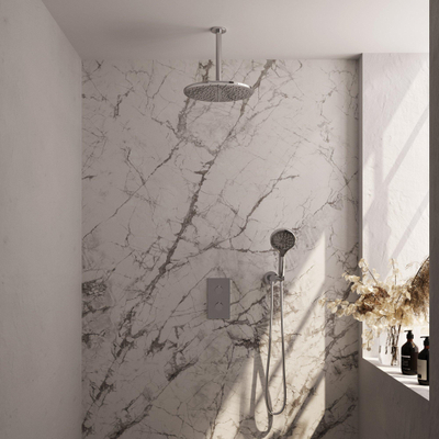 Brauer Chrome Carving Ensemble de douche pluie encastré - douche principale 30 cm - 2 fonctions - incluant partie encastrable - douchette ronde 3 positions - chrome