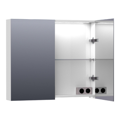 BRAUER Impress Deluxe spiegelkast – 80x70x15 cm – indirecte LED – Wit hoogglans