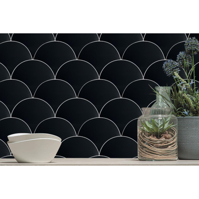 ÉCHANTILLON Par Goof Escama carrelage mural Écailles de poisson brillant noir