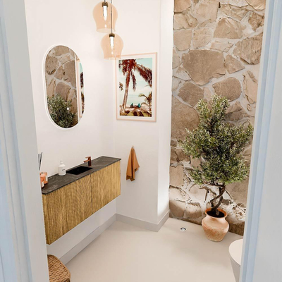 Mondiaz JOYA-DLUX 100cm toiletmeubel - kleur Oak - Wastafel FAYE positie Midden 1 kraangat kleur Lava.