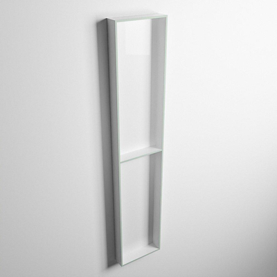 Mondiaz Easy nis 29.5x89.5x8cm voor Inbouw/opbouw 2 open vakken Solid surface Talc/Greey