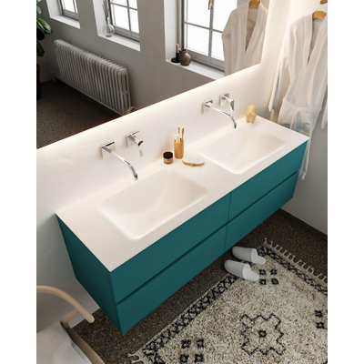 ENSEMBLE DE MEUBLE MONDIAZ VICA - 150 cm - 4 tiroirs - lavabo Cloud double - 0 trous de robinet - solid surface smag
