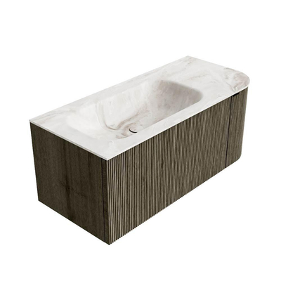 Mondiaz KURVE-DLUX Ensemble meuble de salle de bains - 105x46x40cm - 1 tiroir - 1 porte - lavabo solid surface - gauche - 1 trou de robinet - Shadow