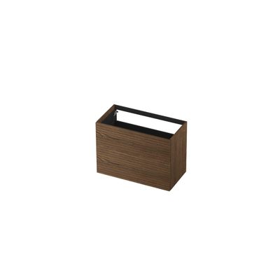 INK Wastafelonderkast - 90x45x65cm - 2 lades - push to open - horizontaal gefreesd - Eiken - Chocolate