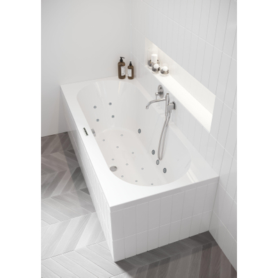 Riho Easypool 3.1 Carolina baignoire balnéo 190x80cm droite hydro 6+4+2 aéro 11 haut-parleur couleur commande tactile incluant pieds et bonde blanc