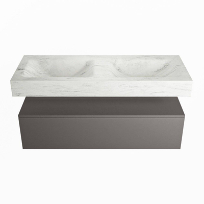 MONDIAZ ALAN - DLUX Badkamermeubelset - 120cm - onderkast - Dark grey - 1 lade - vrijhangende wastafel - 2 wasbakken - 2 kraangaten - Opalo