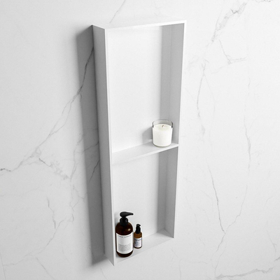 Mondiaz Easy nis 29.5x149.5x8cm voor Inbouw/opbouw 2 open vakken Solid surface Talc/Talc