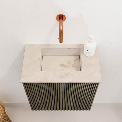Mondiaz JOYA-DLUX 40cm toiletmeubel - kleur Shadow - Wastafel FAYE positie Midden Zonder kraangat kleur Frappe.
