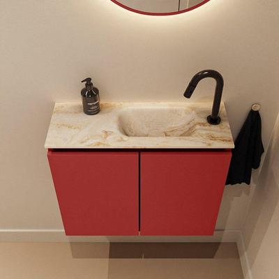 MONDIAZ TURE-DLUX Meuble de toilettes 60cm Fire. EDEN lavabo Frappe position droite. Avec 1 trou de robinet.
