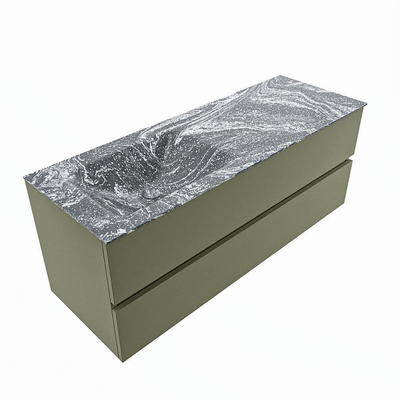 Mondiaz VICA-DLUX ensemble de meuble de salle de bain - 130cm - meuble sous-vasque armée - 2 tiroirs - lavabo encastré nuage gauche - sans trous de robinet - version haute 60cm - lave