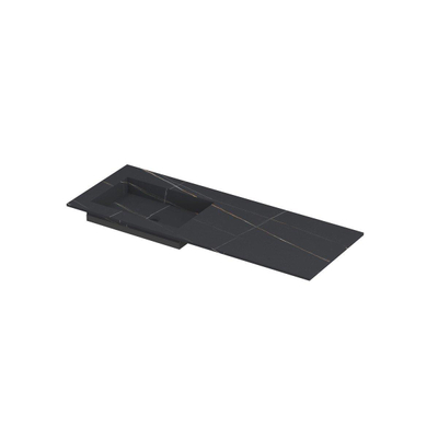 INK Post wastafel - 120x45x1cm - 1 wasbak links - 0 kraangaten - keramiek Lauren black mat