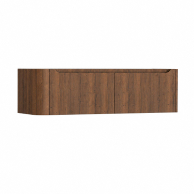 H&R Badmeubelen Juice Meuble sous lavabo - 140x45x40cm - angle gauche arrondi - 2 tiroirs - poignée intégrée - Dark oak