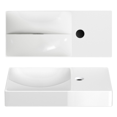 Clou Vale Lave-main 45cm avec trou pour robinet à droite Céramique Blanc brillant