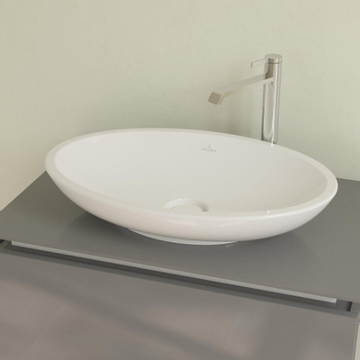 Villeroy & Boch Loop en Friends opzetwastafel met plug met keramische afdekking 63x43cm zonder overloop zonder kraangat wit