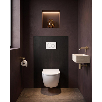QeramiQ Dely Swirl Toiletset - 36.5x53cm - Geberit UP720 Duofix Sigma inbouwreservoir - 35mm zitting - bedieningsplaat Sigma wit - ronde knoppen - mat wit