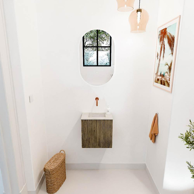 Mondiaz JOYA-DLUX 40cm toiletmeubel - kleur Dusk - Wastafel FAYE positie Midden Zonder kraangat kleur Ostra.