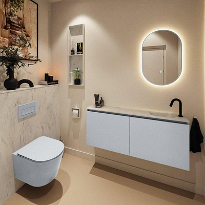 MONDIAZ TURE-DLUX Meuble toilette - 120cm - Clay - EDEN - vasque Opalo - position droite - 1 trou de robinet