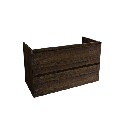 Saniclass Holz Pure Meuble de salle de bain - 100x45x60cm - lavabo en céramique blanc - 1 vasque - sans trous de robinet - 2 tiroirs - Charcoal