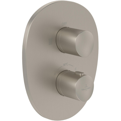 Villeroy & Boch Antao Mitigeur thermostatique encastré avec vanne d'arrêt - Nickel brossé mat (inox)